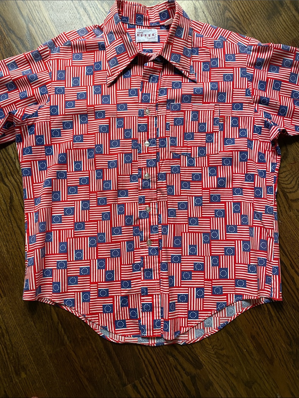 Vintage Campus Men's Red White and Blue 4th of July Fourth of July Shirt